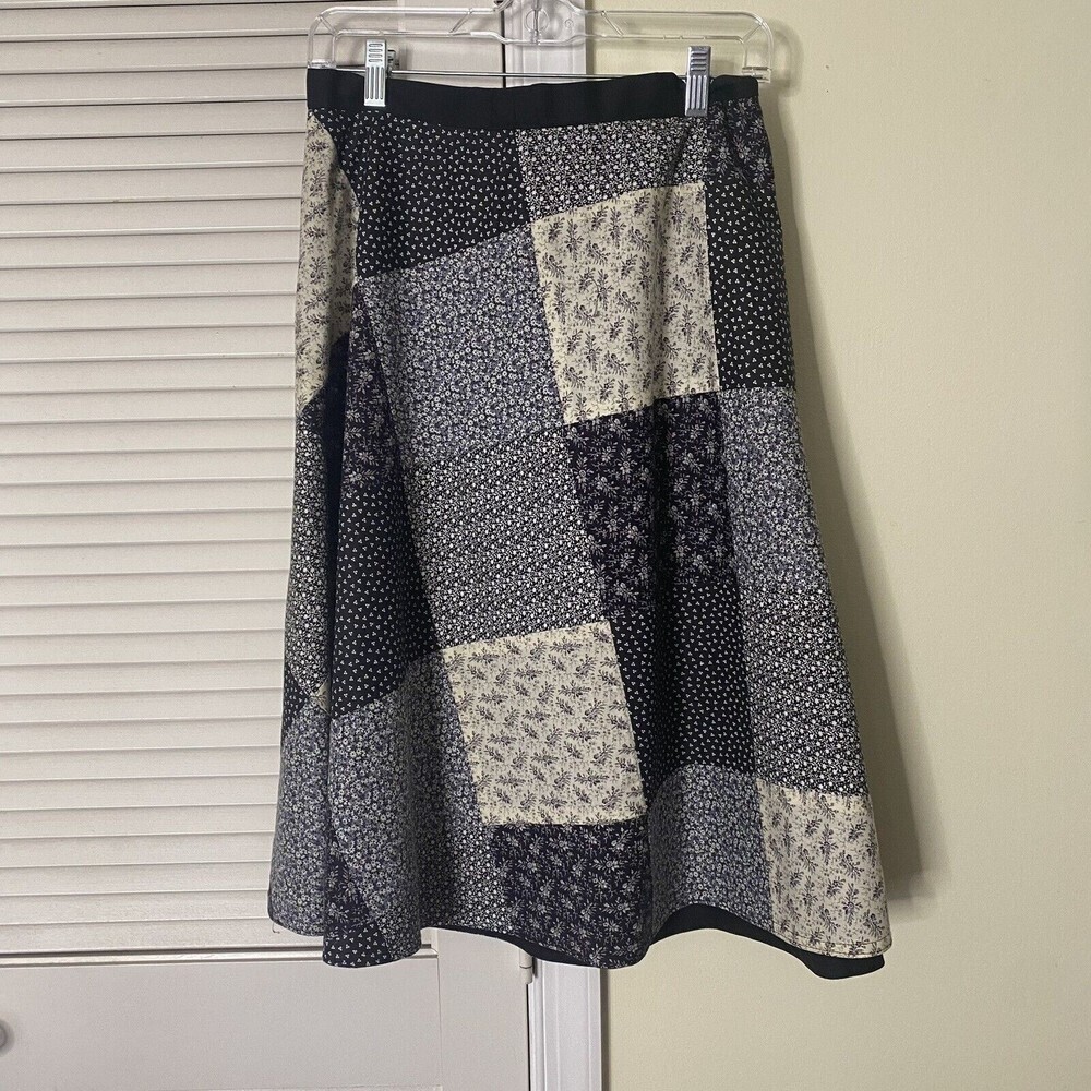 Vintage Handmade Patchwork Quilted Wrap Midi Skir… - image 5